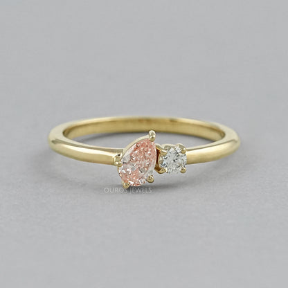 Pink Pear Lab Diamond Toi Et Moi Engagement Ring Ring