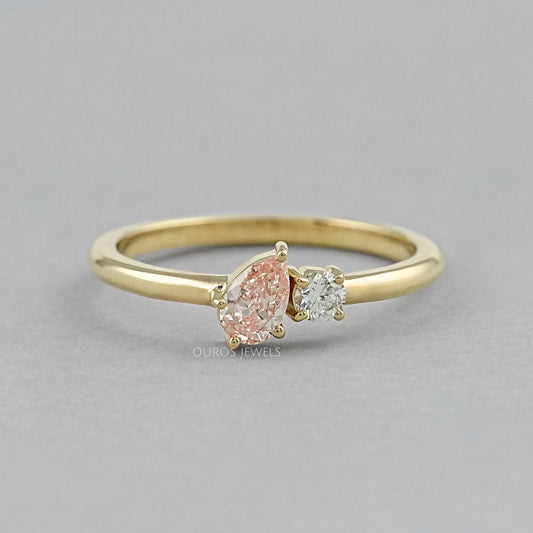 Pink Pear Lab Diamond Toi Et Moi Engagement Ring Ring