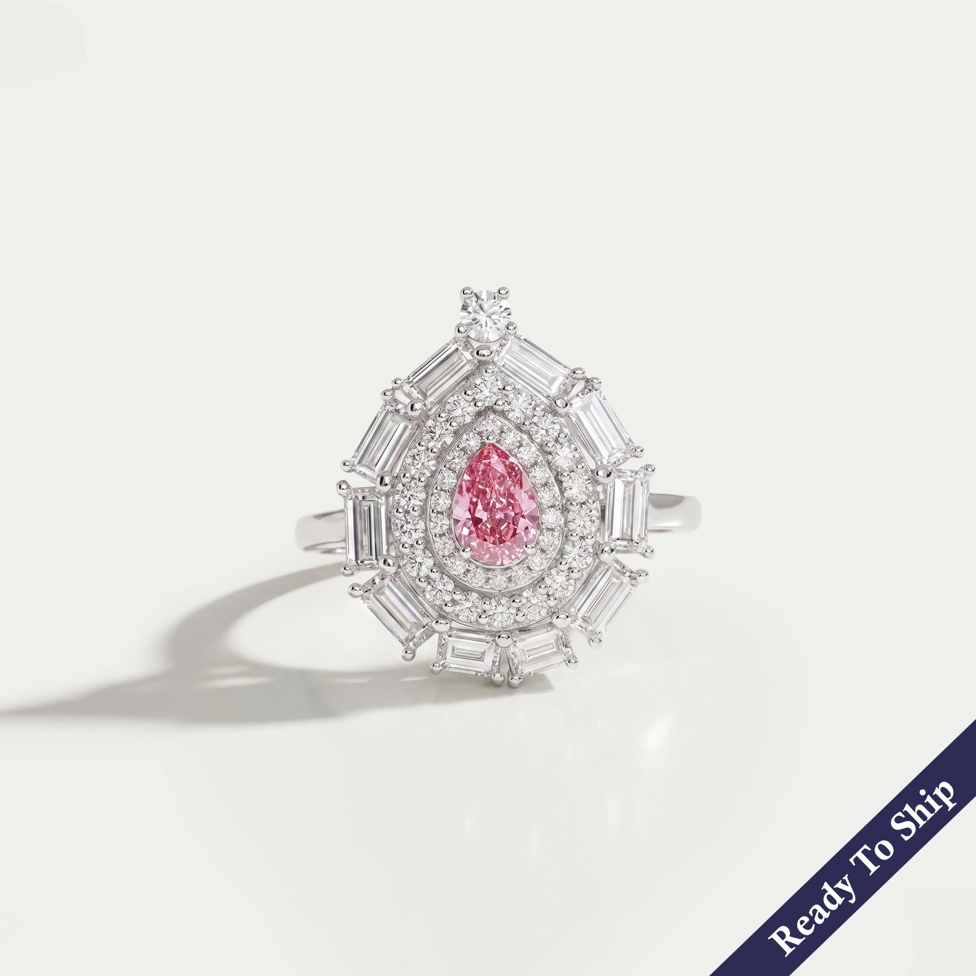 0.40 CT Pink Pear Cut Lab Diamond Double Halo Ring Ring