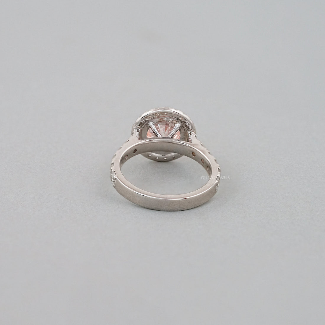 Pink Round Cut Halo With Accent Engagement Ring Ring