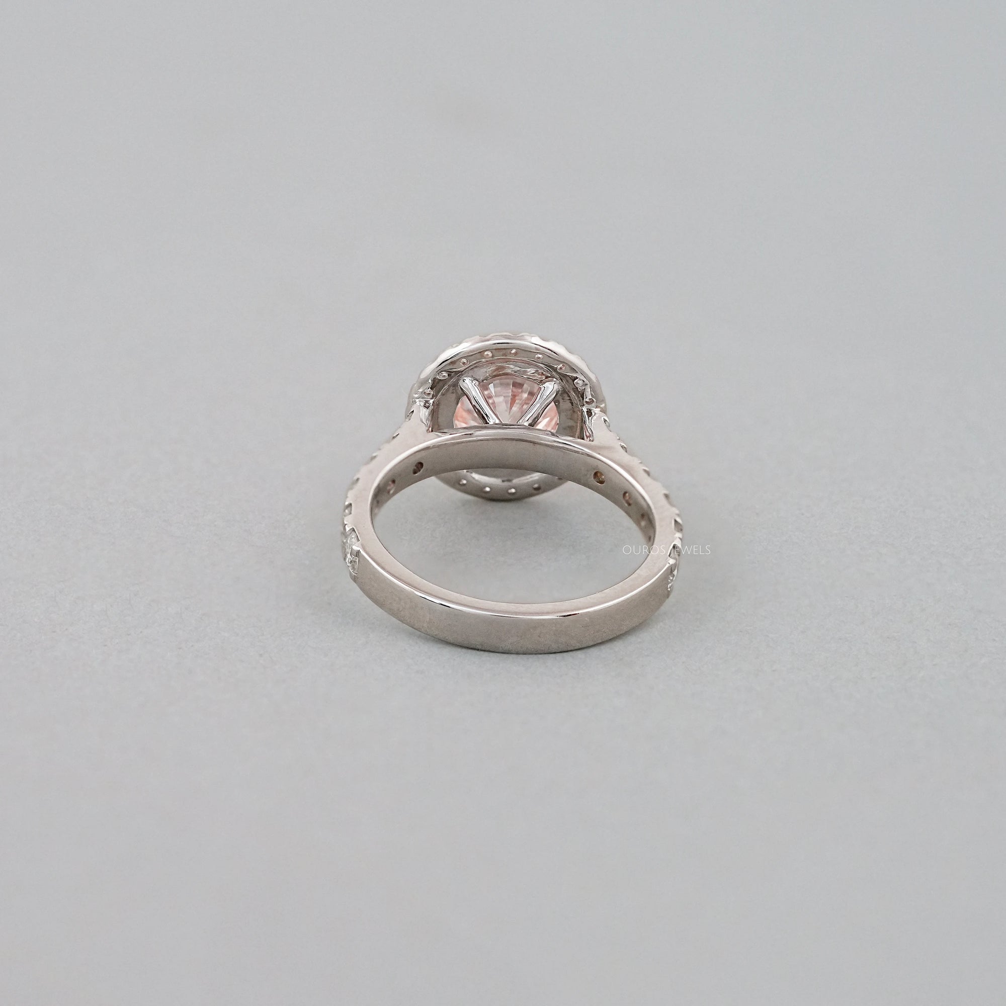 Pink Round Cut Halo With Accent Engagement Ring Ring