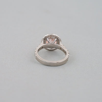 Pink Round Cut Halo With Accent Engagement Ring Ring