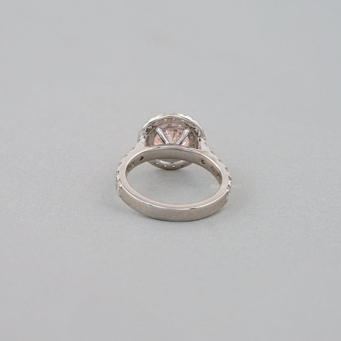 Pink Round Cut Halo With Accent Engagement Ring Ring