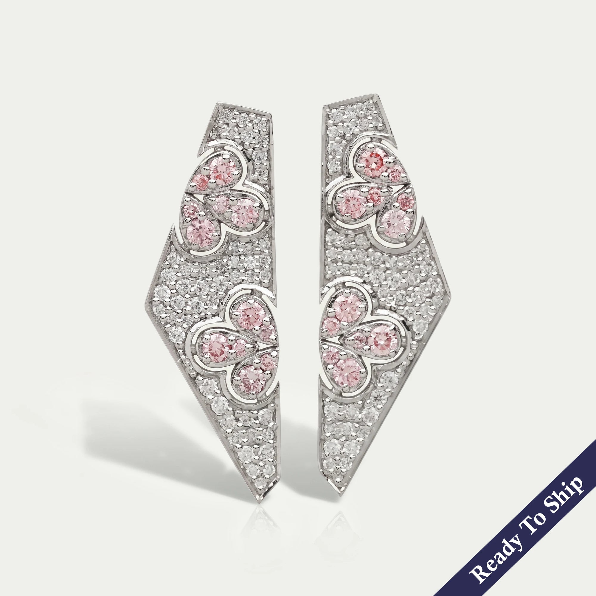 Pink Round Cut Lab Grown Diamond Screw Back Earrings