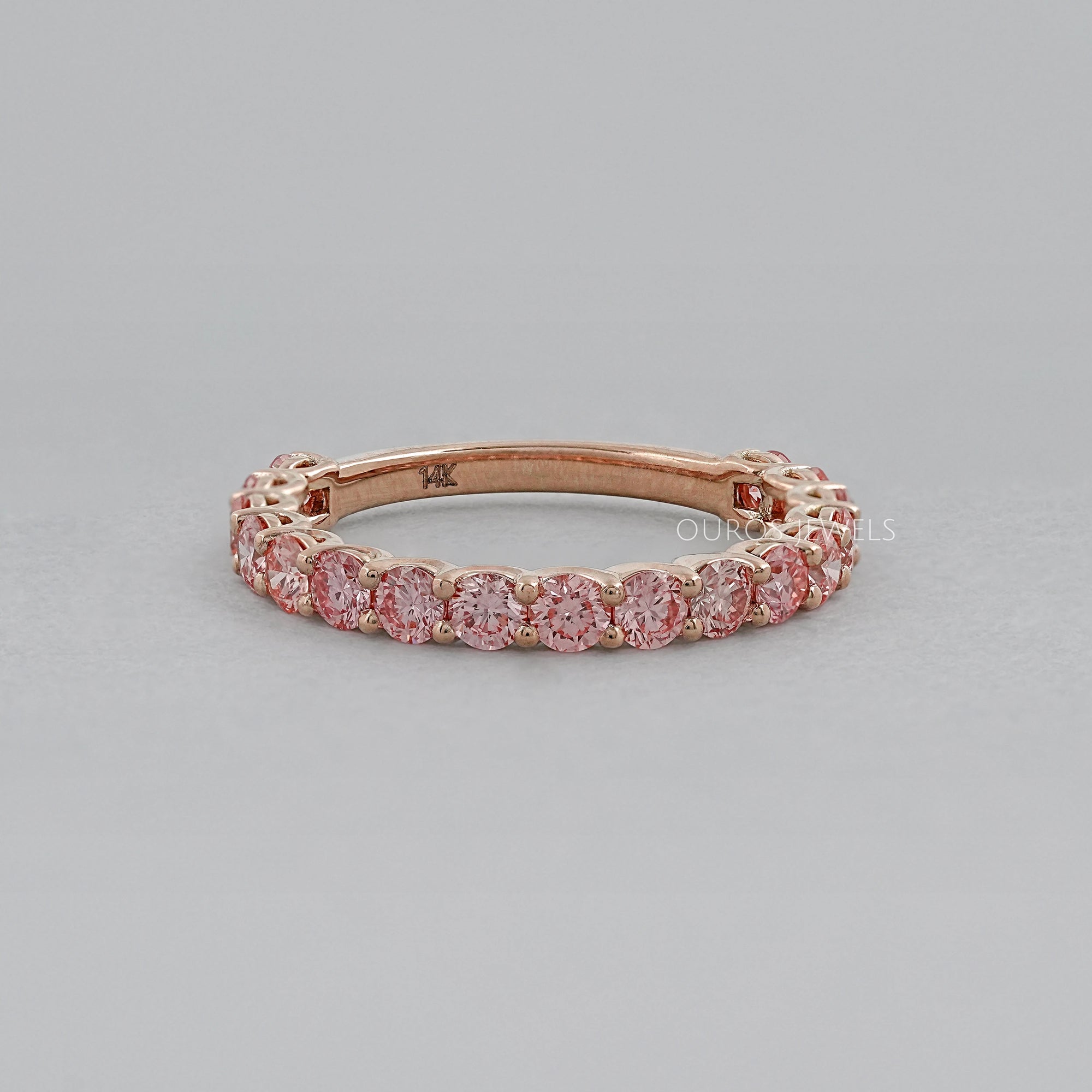 Pink And Blue Round Lab Diamond Eternity Band