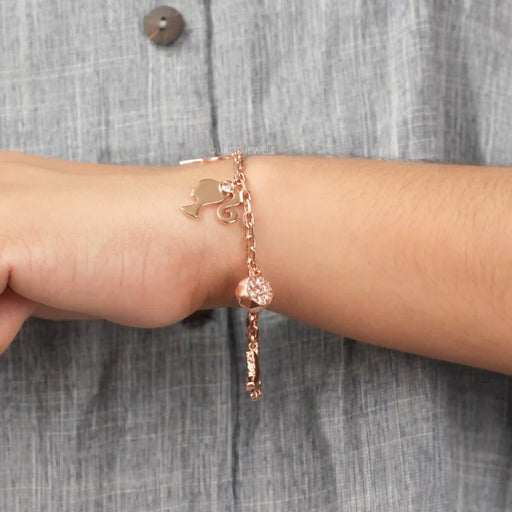 [A Women wearing Pink Lab Diamond Charm Bracelet]-[Ouros Jewels]