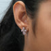[Pink Floral Shape Stud Earrings]-[Ouros Jewels]