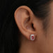 Pink Radiant Cut Halo Diamond Stud Earrings