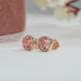 [Side View of Pink Cushion Cu Halo Stud Earrings]-[Ouros Jewels]