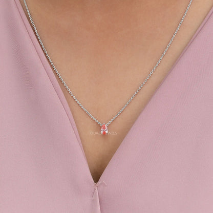 Pink Pear Cut Lab Grown Diamond Pendant Necklaces