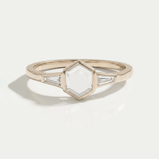 Portrait Hexagon Bezel Set Diamond Ring