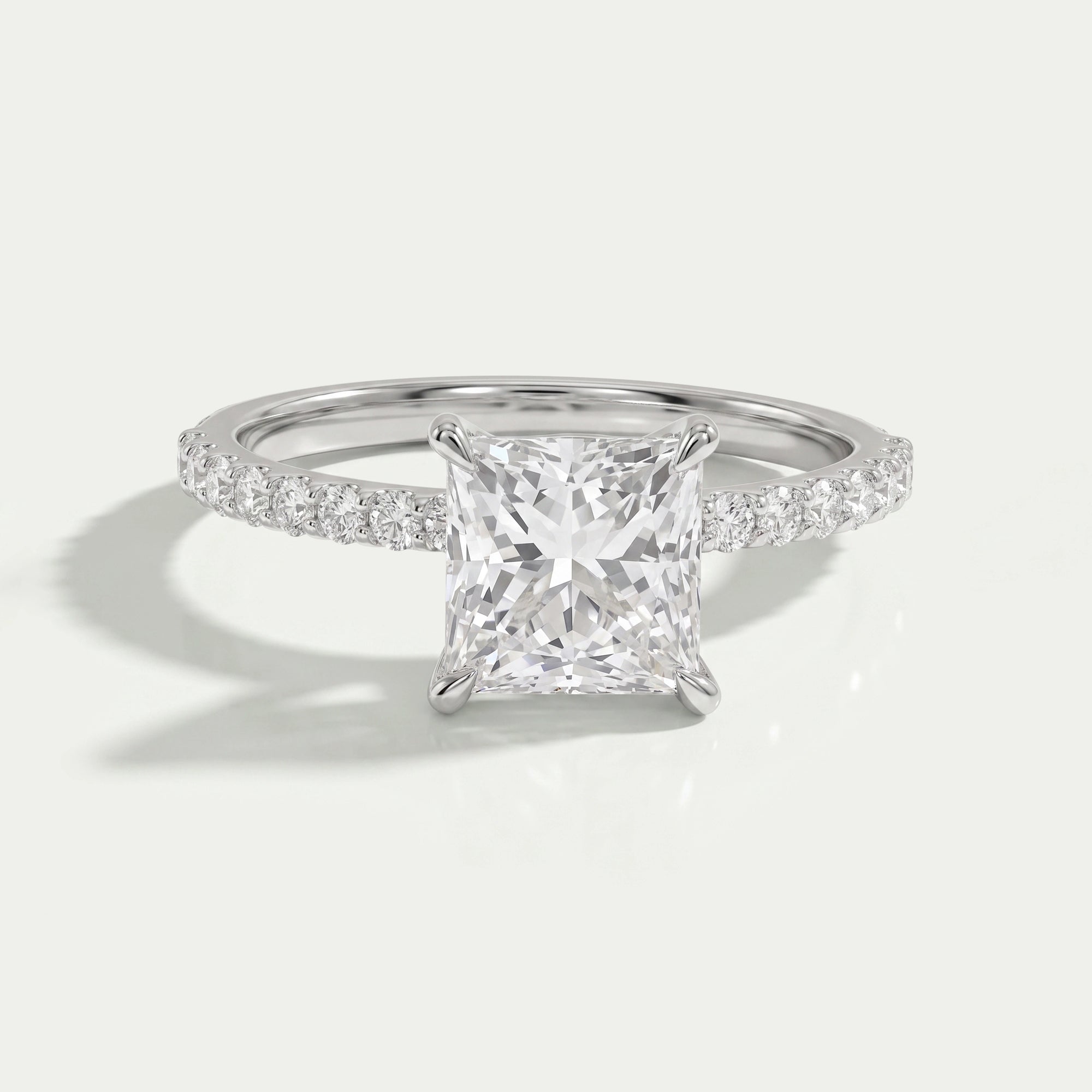 Princess Diamond Solitaire Accent Engagement Ring Rings