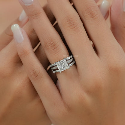 Princess Cut Diamond Wedding Bridal Ring Set