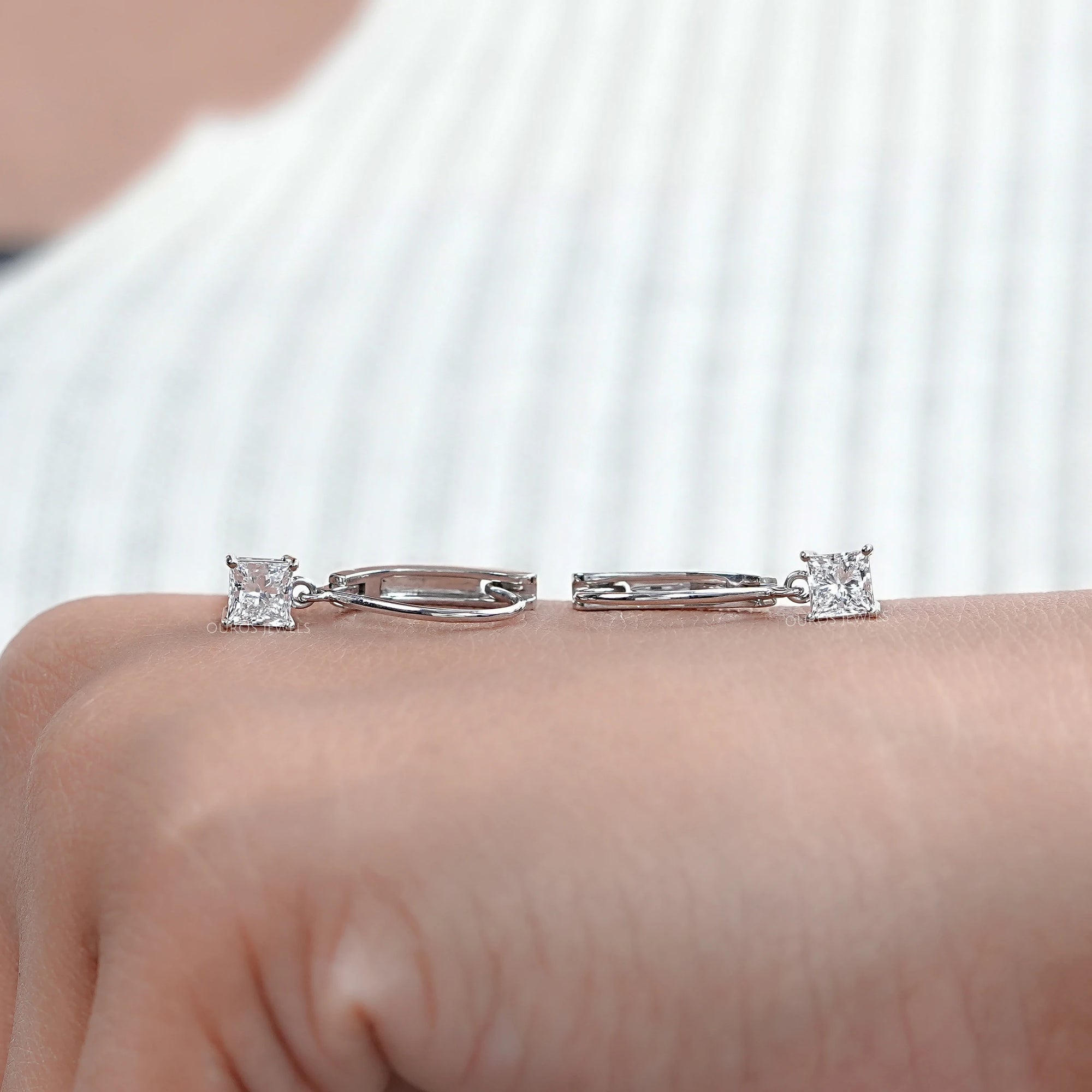 Princess Cut Drop And Dangle Earring