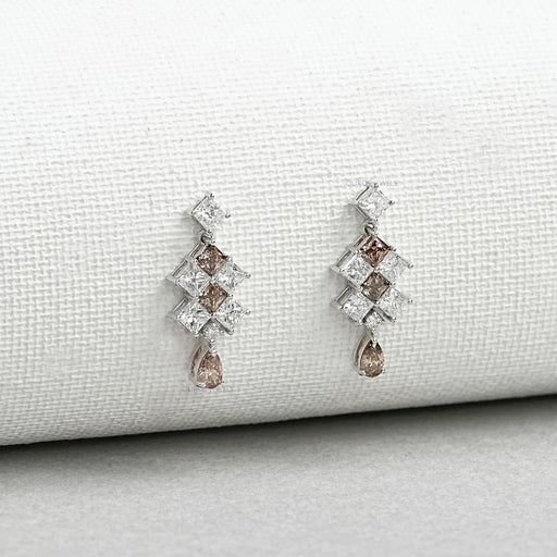 Champagne Princess Cut Lab Diamond Drop Earrings Earrings