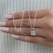Princess Cut Lab Diamond Halo Pendant Necklaces