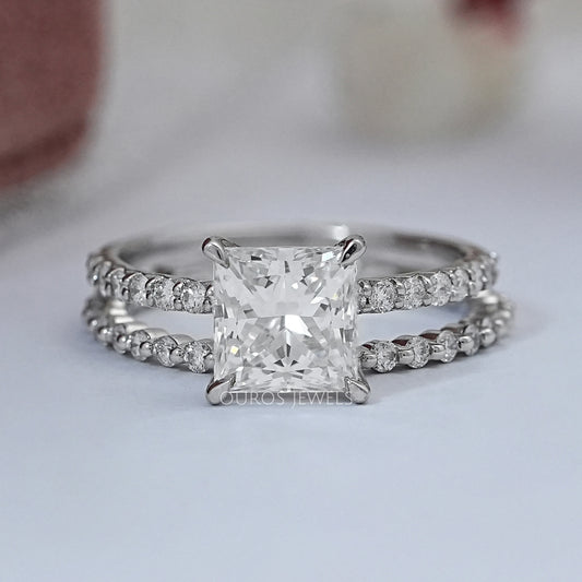 Princess Cut Lab Diamond Solitaire Bridal Set