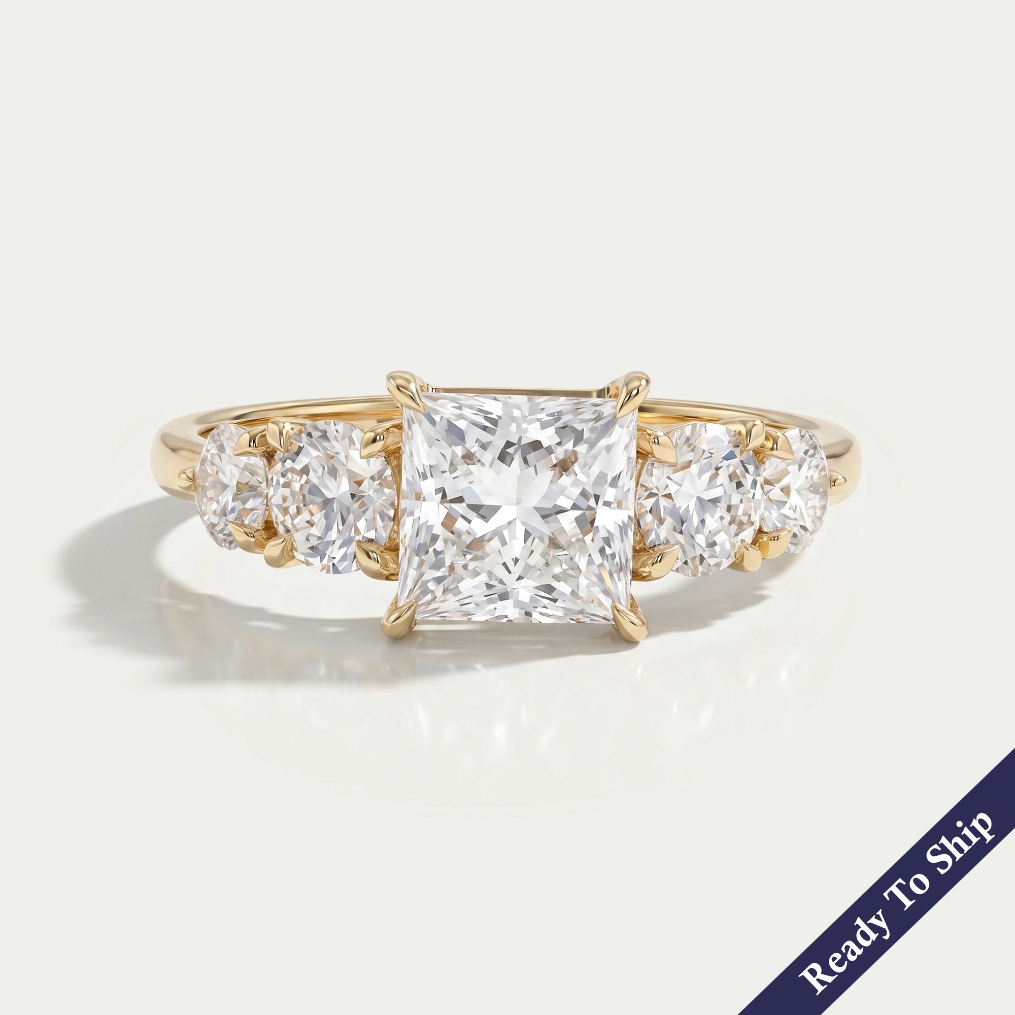 Five Stone Princess Lab Diamond Engagement Ring Rings