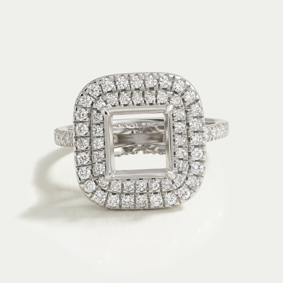 Princess Cut Double Halo Semi Mount Engagement Ring