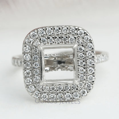Princess Cut Double Halo Semi Mount Engagement Ring