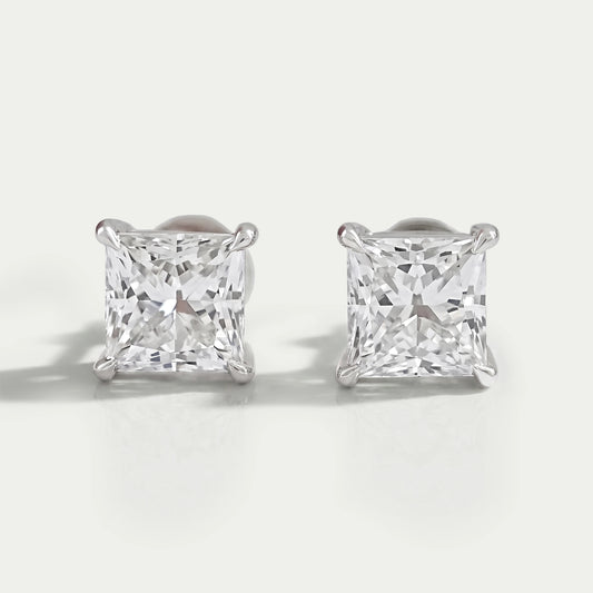 Princess Cut Lab Grown Diamond Stud Earring