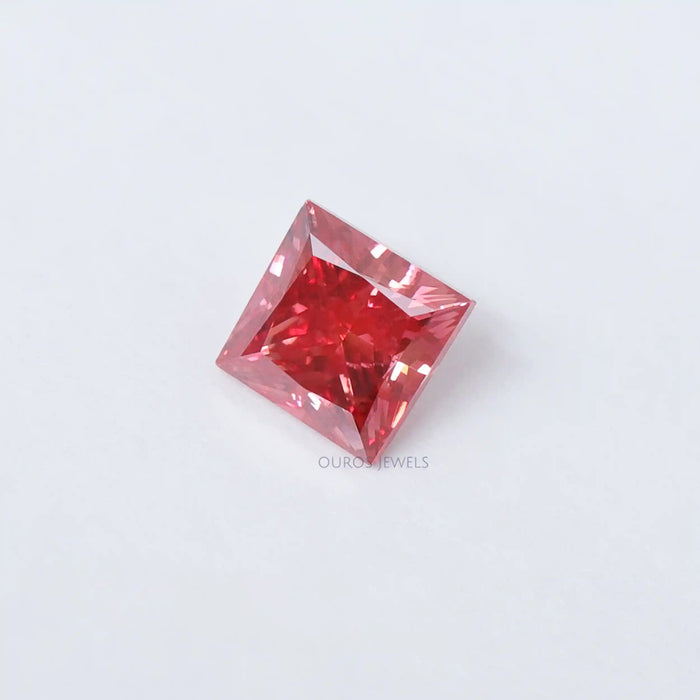 2.00 Carat  Red Princess Cut Lab Grown Diamond