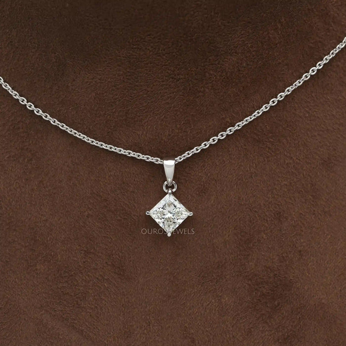 Princess Cut Lab Grown Diamond  Solitaire Pendant