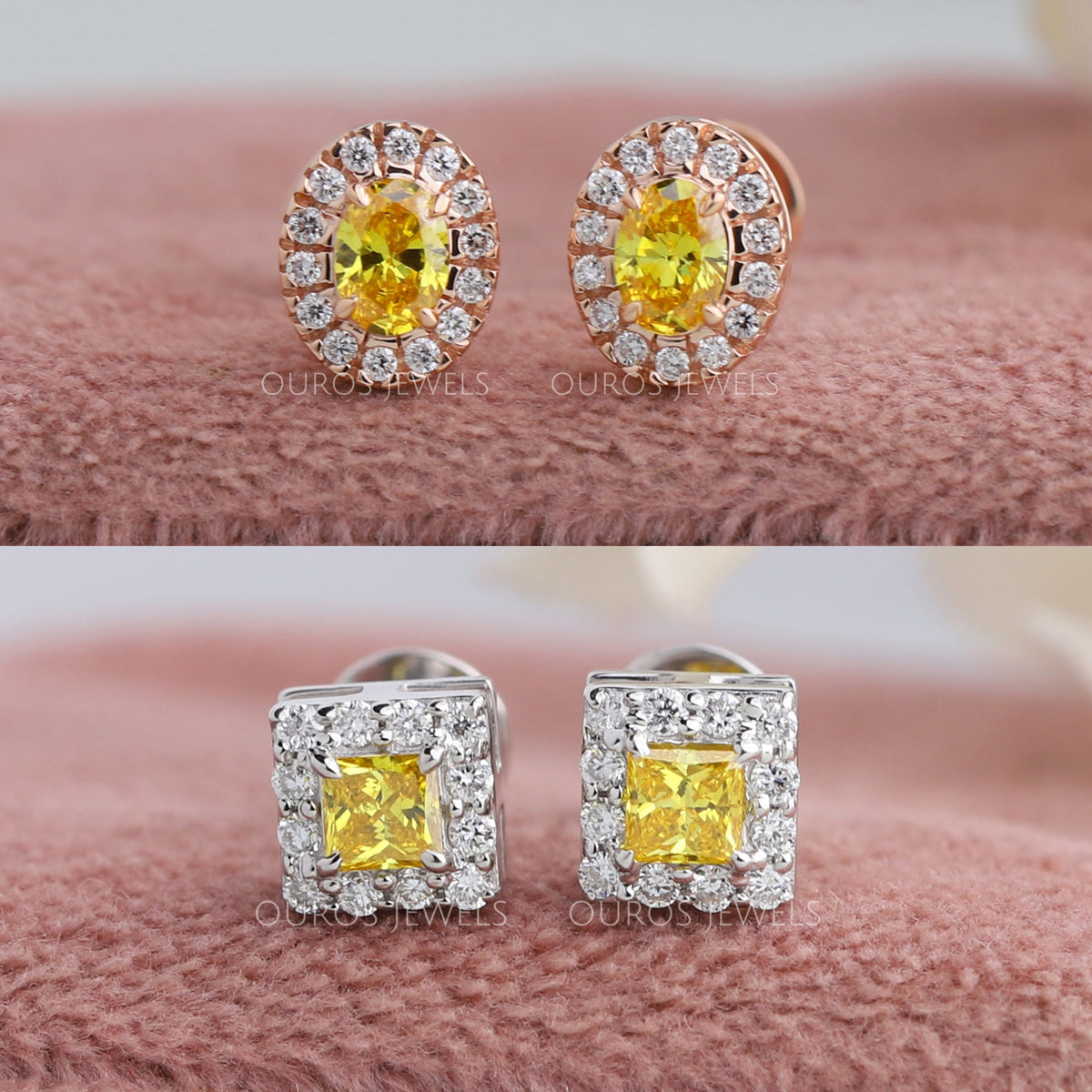 Yellow Diamond Earrings, 14k Solid Yellow Gold Princess-cut Yellow Diamond  Stud Earrings for Women 0.25ctw, SI1-SI2, Bridesmaid Gift - Etsy