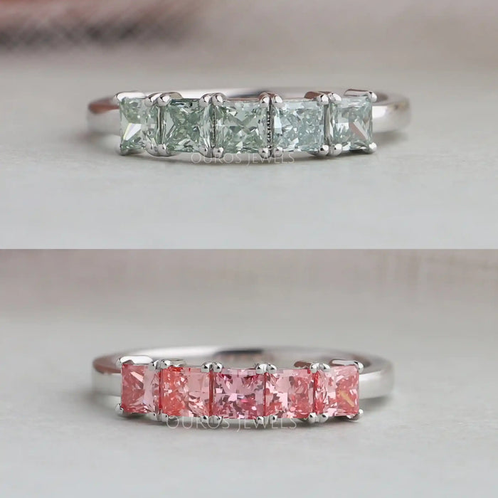 Princess Cut  Lab Grown Five Stone Diamond Ring