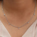 [A Women wearing Lab Diamond Station style Necklace]-[Ouros Jewels]