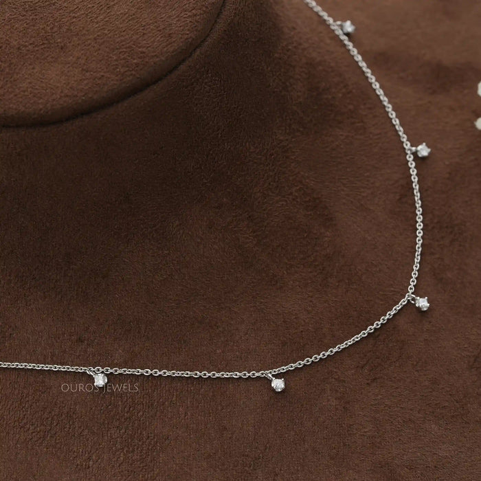 [Lab Grown Diamond Necklace in Station Style]-[Ouros Jewels]