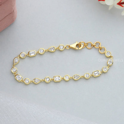 Multi Shape Bezel Set Tennis Bracelet Bracelet