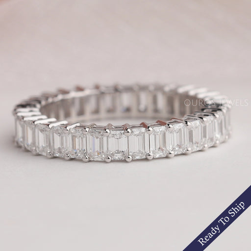 Emerald Cut Full Eternity Wedding Band