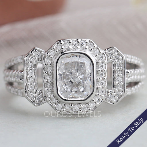 Radiant Cut Cluster Diamond Engagement Ring