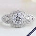 Three Stone Halo Diamond Engagement Ring