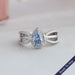 [1 Carat Blue Pear Cut Halo Engagement Ring]-[Ouros Jewels]
