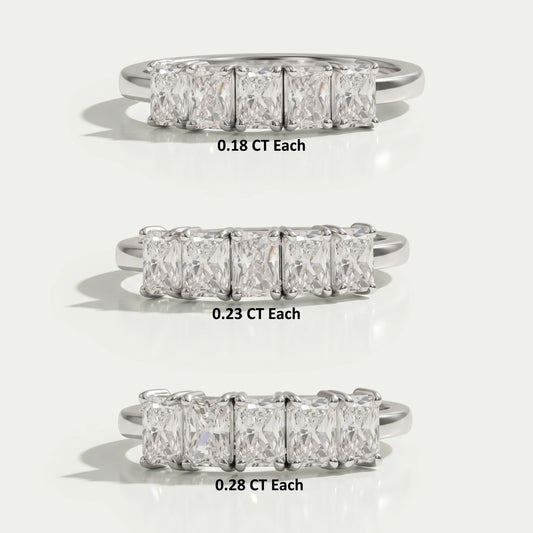 Five Stone Radiant  Cut Lab Grown  Diamond  Ring