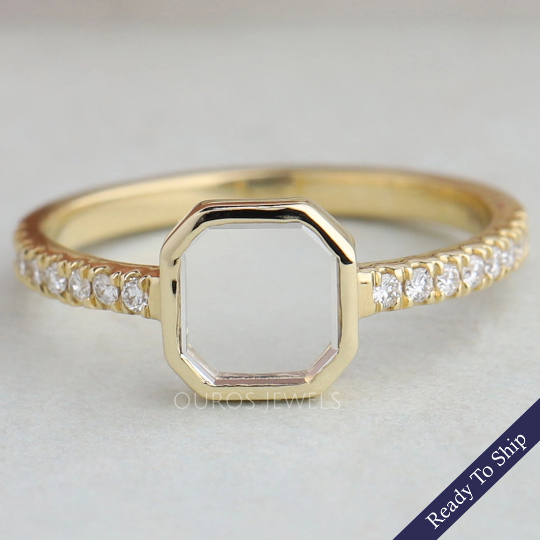 Asscher Portrait Cut Diamond Ring