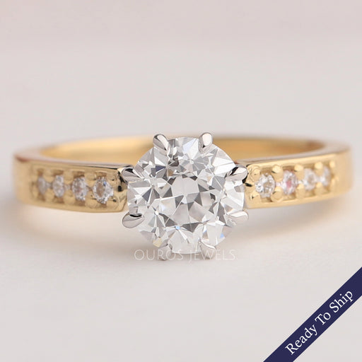 Old European Round Cut Accent Diamond Ring