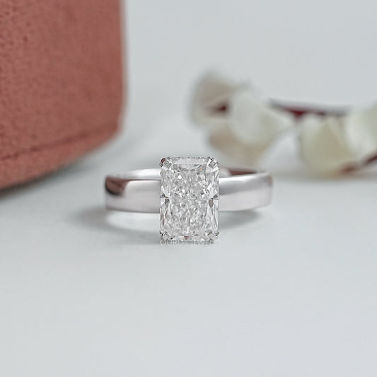 Radiant Cut Hidden Halo Engagement Ring Ring