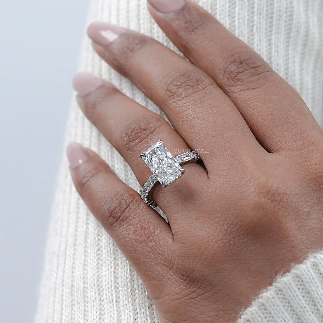 Radiant Cut Lab Diamond Engagement Ring Ring