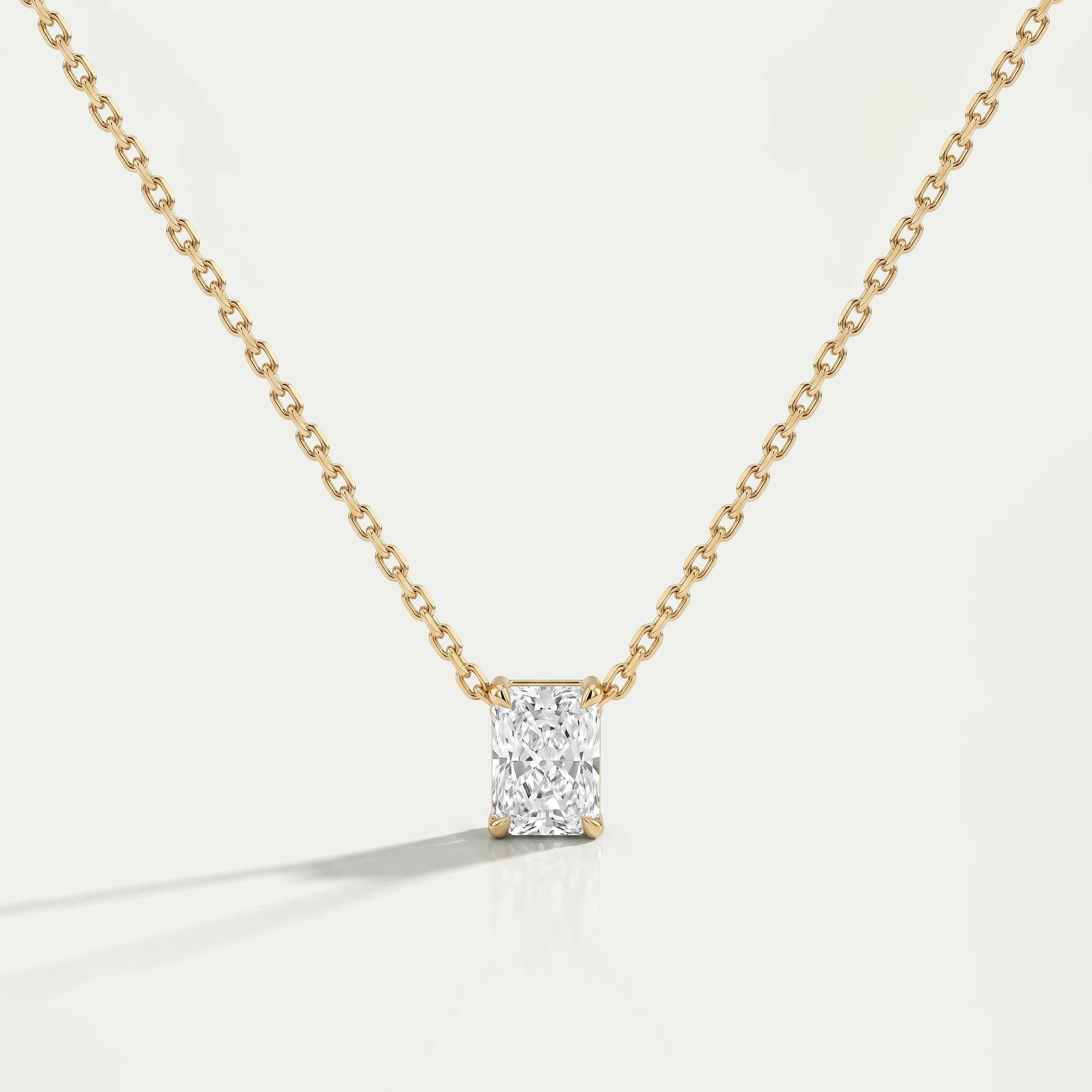 Radiant Lab Grown Diamond Solitaire Pendant Necklaces