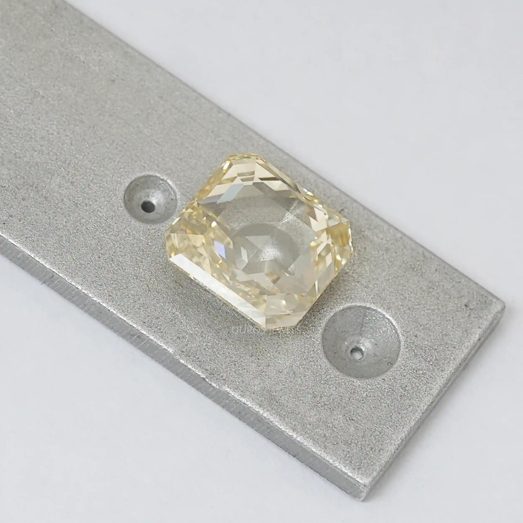3.45 Carat Rose Cut Yellow Square Radiant Cut Diamond Loose