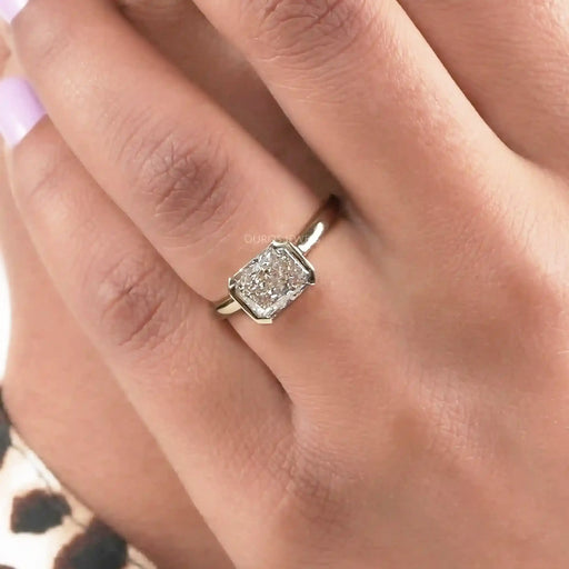 Radiant Diamond Half Bezel Set Solitaire Ring