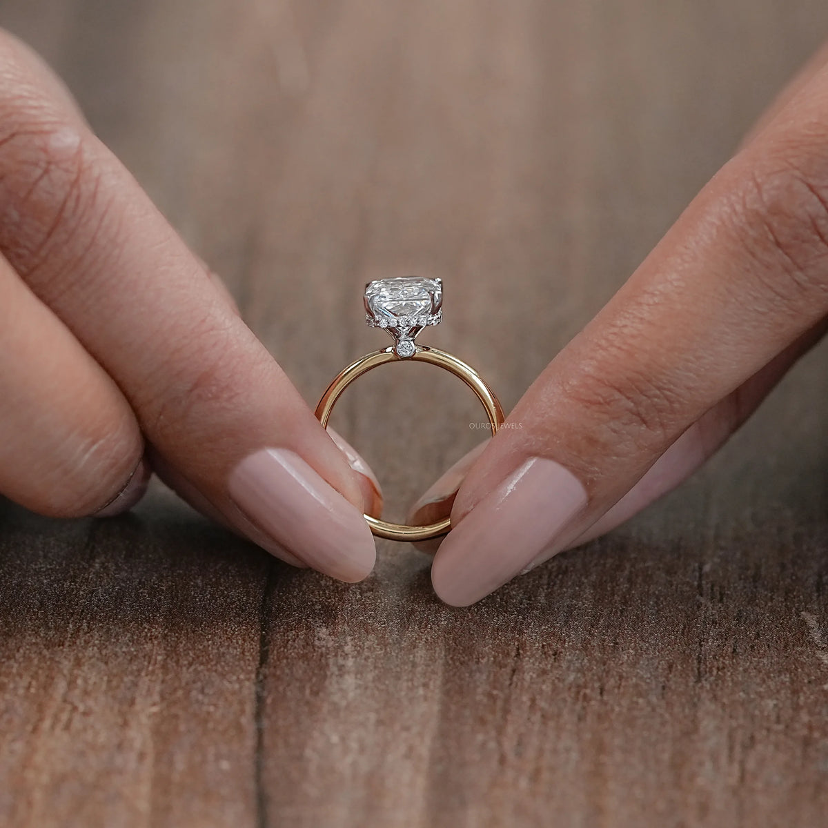 2.50 Carat Hidden Halo Radiant Cut Engagement Ring Ring