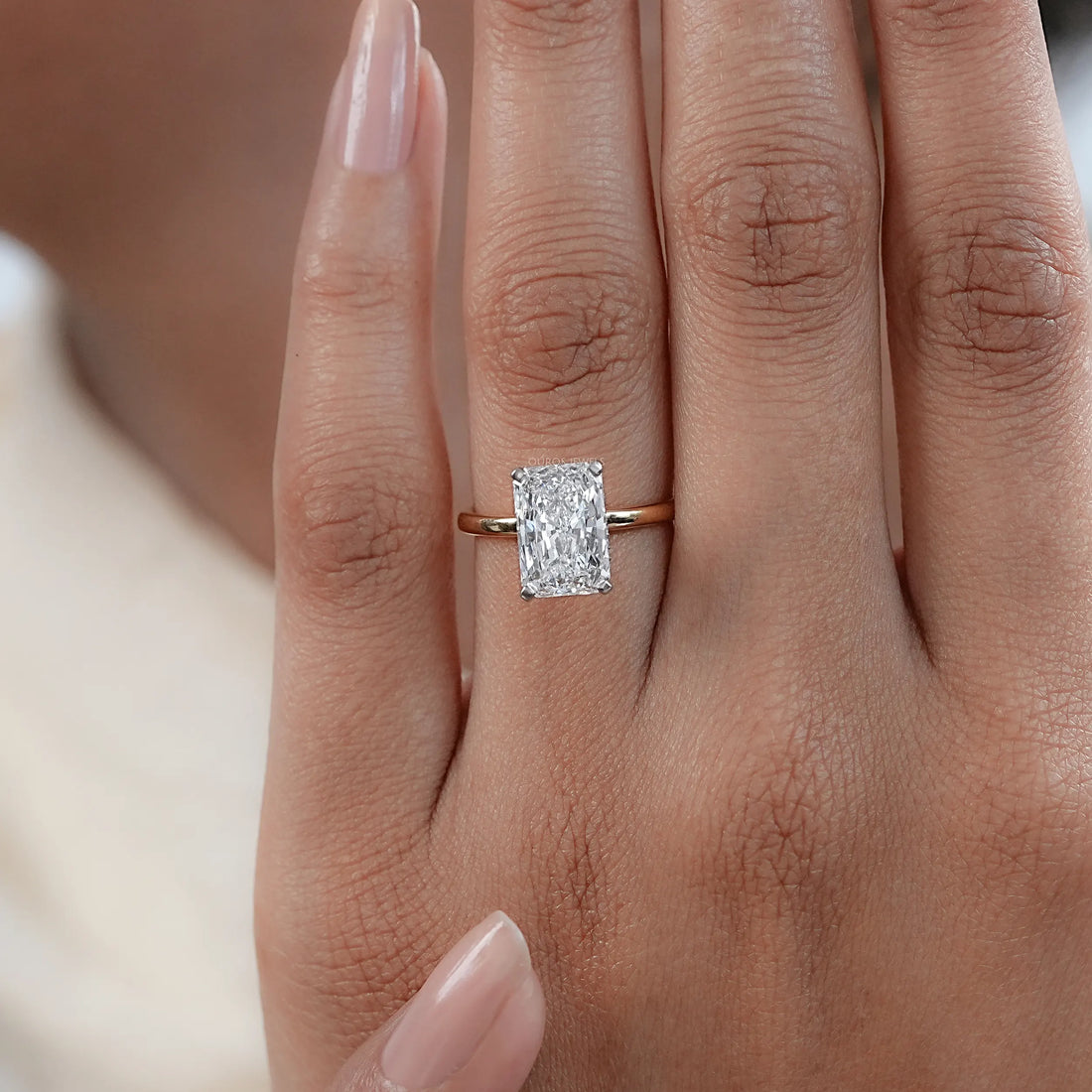 2.50 Carat Hidden Halo Radiant Cut Engagement Ring Ring