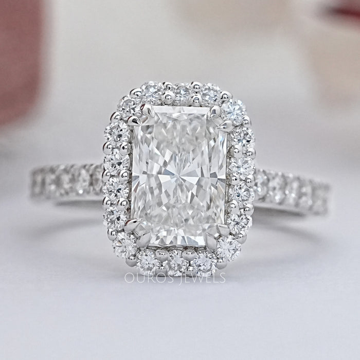 Radiant Cut Halo Lab Diamond Engagement Ring Rings