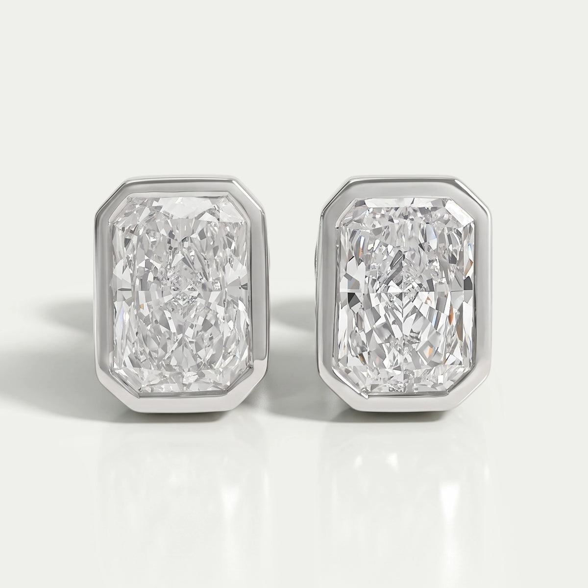 Bezel Radiant Lab Diamond Stud Earrings