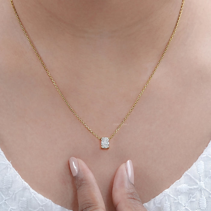 Radiant Lab Grown Diamond Solitaire Pendant Necklaces
