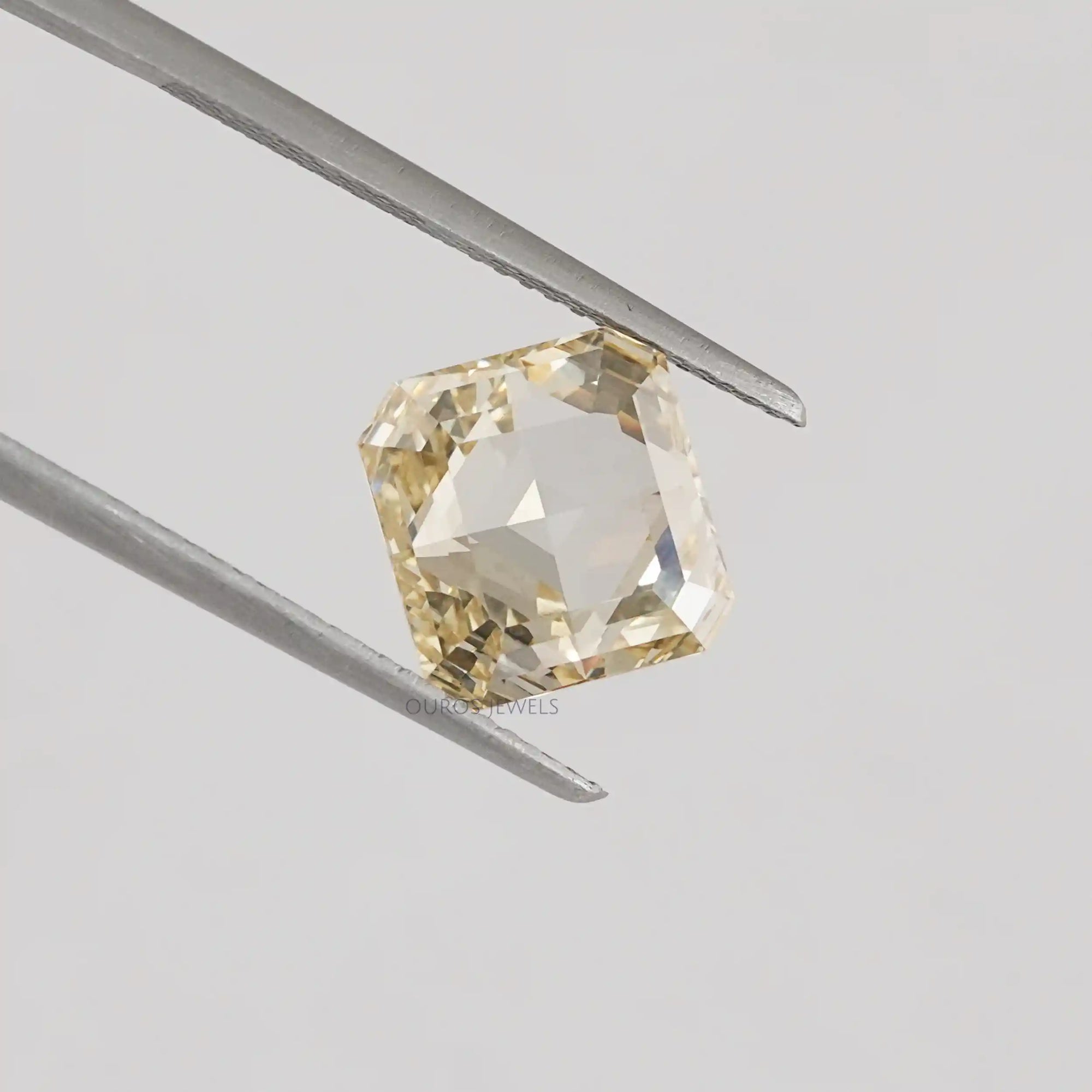 3.45 Carat Rose Cut Yellow Square Radiant Cut Diamond Loose